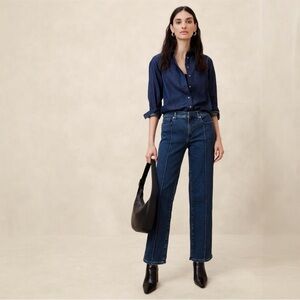 NWT Banana Republic Mid Rise Straight Pintuck Jean